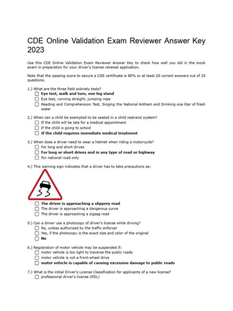 cde validation exam answers